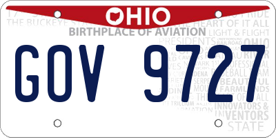 OH license plate GOV9727