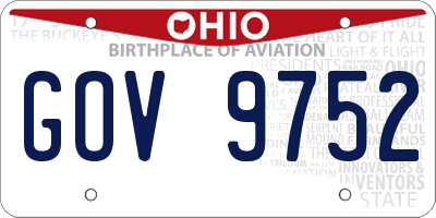 OH license plate GOV9752