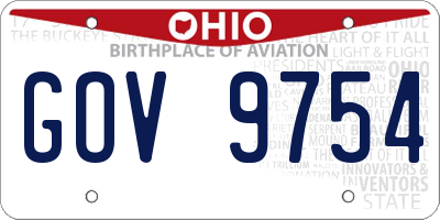 OH license plate GOV9754