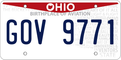 OH license plate GOV9771