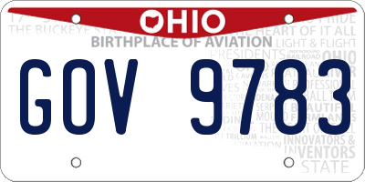 OH license plate GOV9783