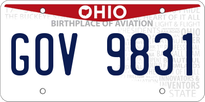 OH license plate GOV9831