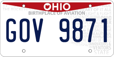 OH license plate GOV9871