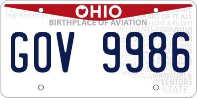 OH license plate GOV9986