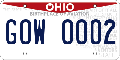 OH license plate GOW0002