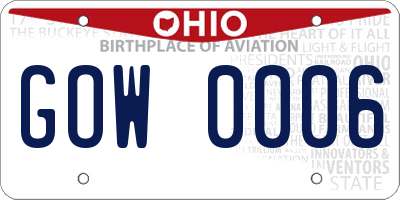 OH license plate GOW0006