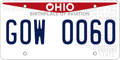 OH license plate GOW0060