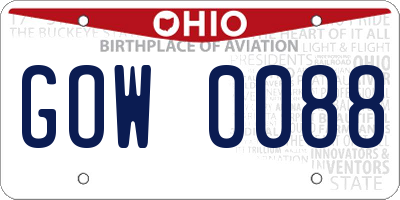 OH license plate GOW0088