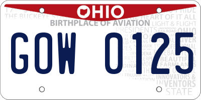 OH license plate GOW0125