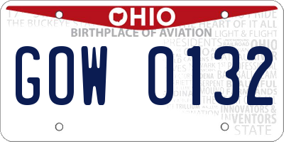 OH license plate GOW0132