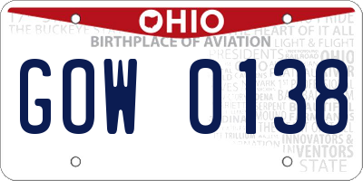 OH license plate GOW0138