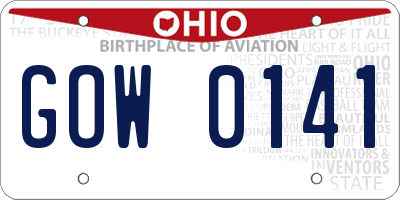 OH license plate GOW0141