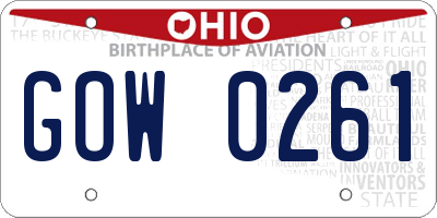 OH license plate GOW0261