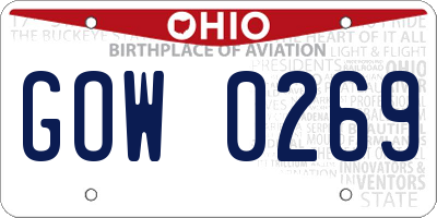 OH license plate GOW0269