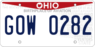 OH license plate GOW0282