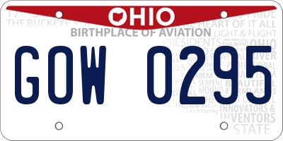 OH license plate GOW0295