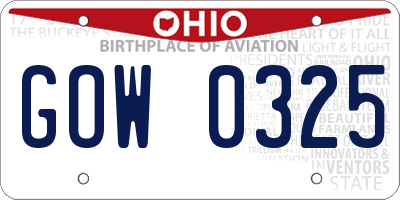 OH license plate GOW0325