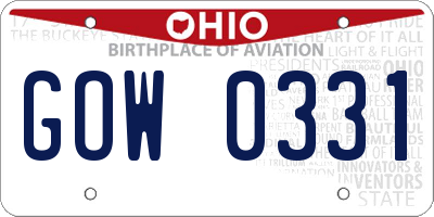 OH license plate GOW0331