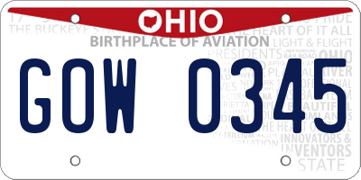 OH license plate GOW0345