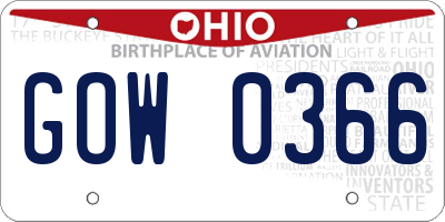 OH license plate GOW0366