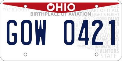 OH license plate GOW0421