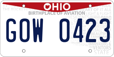 OH license plate GOW0423