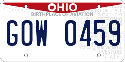 OH license plate GOW0459