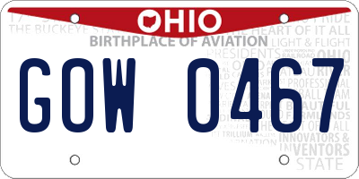 OH license plate GOW0467
