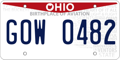 OH license plate GOW0482
