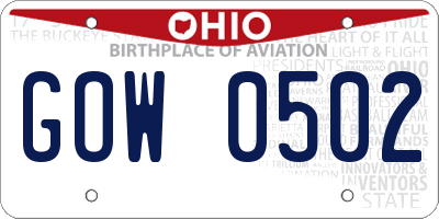 OH license plate GOW0502