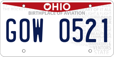OH license plate GOW0521
