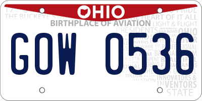 OH license plate GOW0536