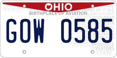 OH license plate GOW0585