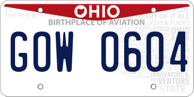 OH license plate GOW0604