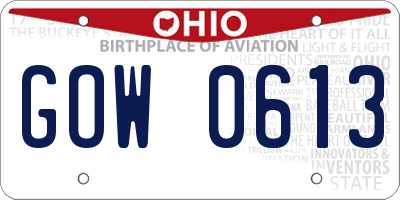 OH license plate GOW0613