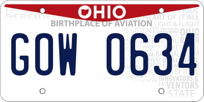 OH license plate GOW0634