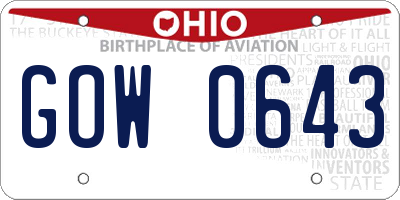 OH license plate GOW0643