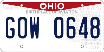 OH license plate GOW0648