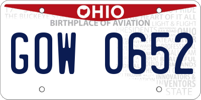 OH license plate GOW0652