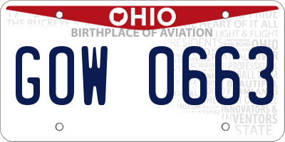 OH license plate GOW0663