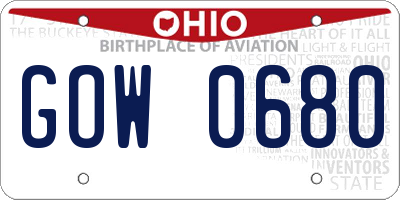 OH license plate GOW0680