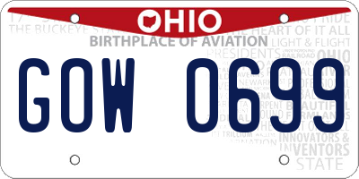 OH license plate GOW0699