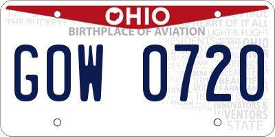 OH license plate GOW0720