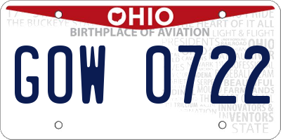 OH license plate GOW0722