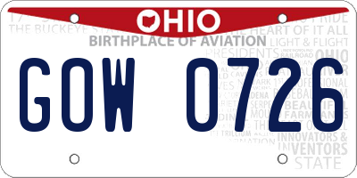 OH license plate GOW0726