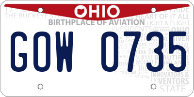 OH license plate GOW0735