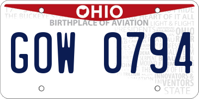 OH license plate GOW0794
