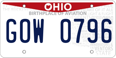 OH license plate GOW0796