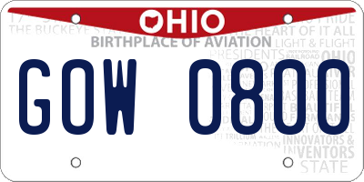 OH license plate GOW0800