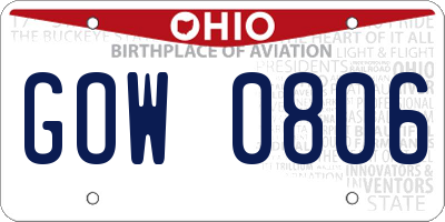 OH license plate GOW0806